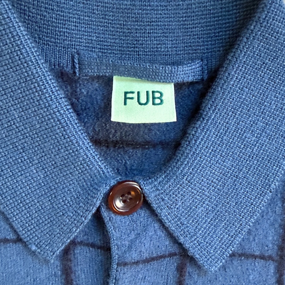 Blue Windowpane Button-Up Sweater Jacket - Picture 2 of 3